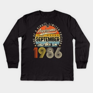 Awesome Since September 1986 Vintage 37th Birthday Kids Long Sleeve T-Shirt